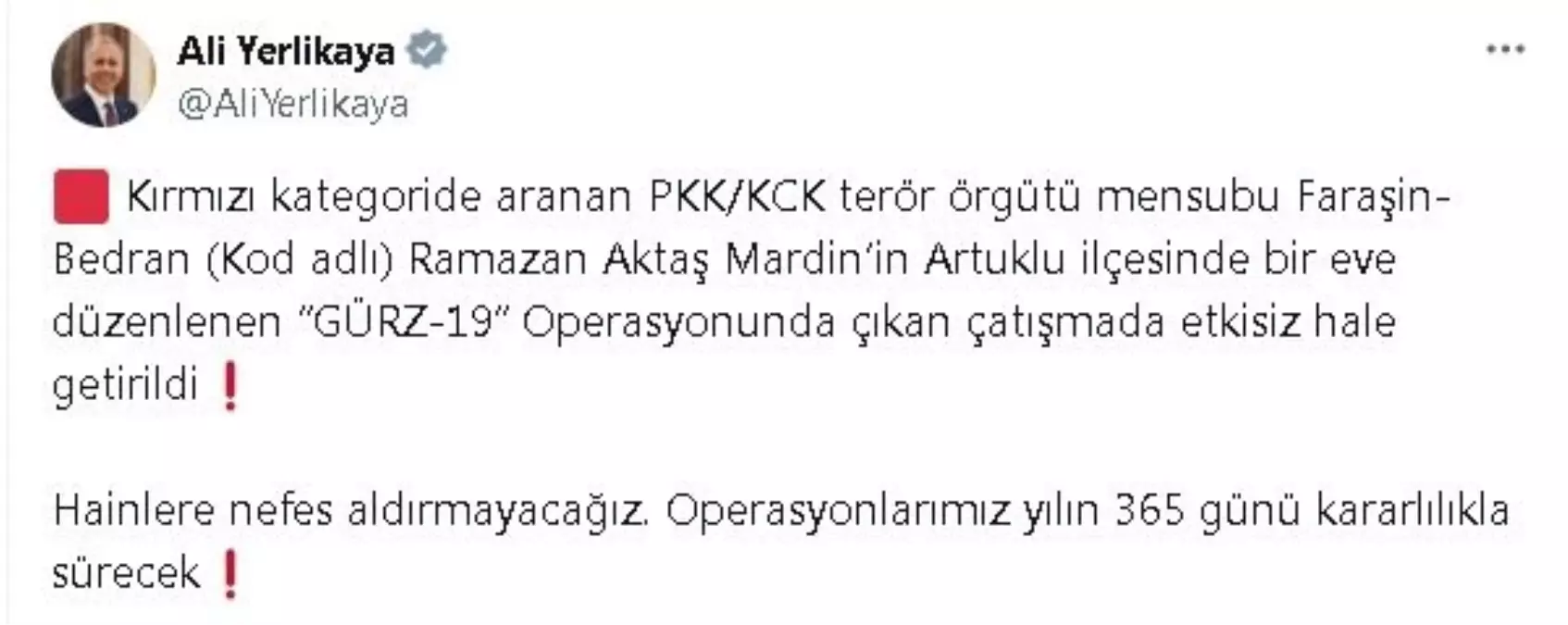 Mardin\'de PKK Üyesi Etkisiz Hale Getirildi