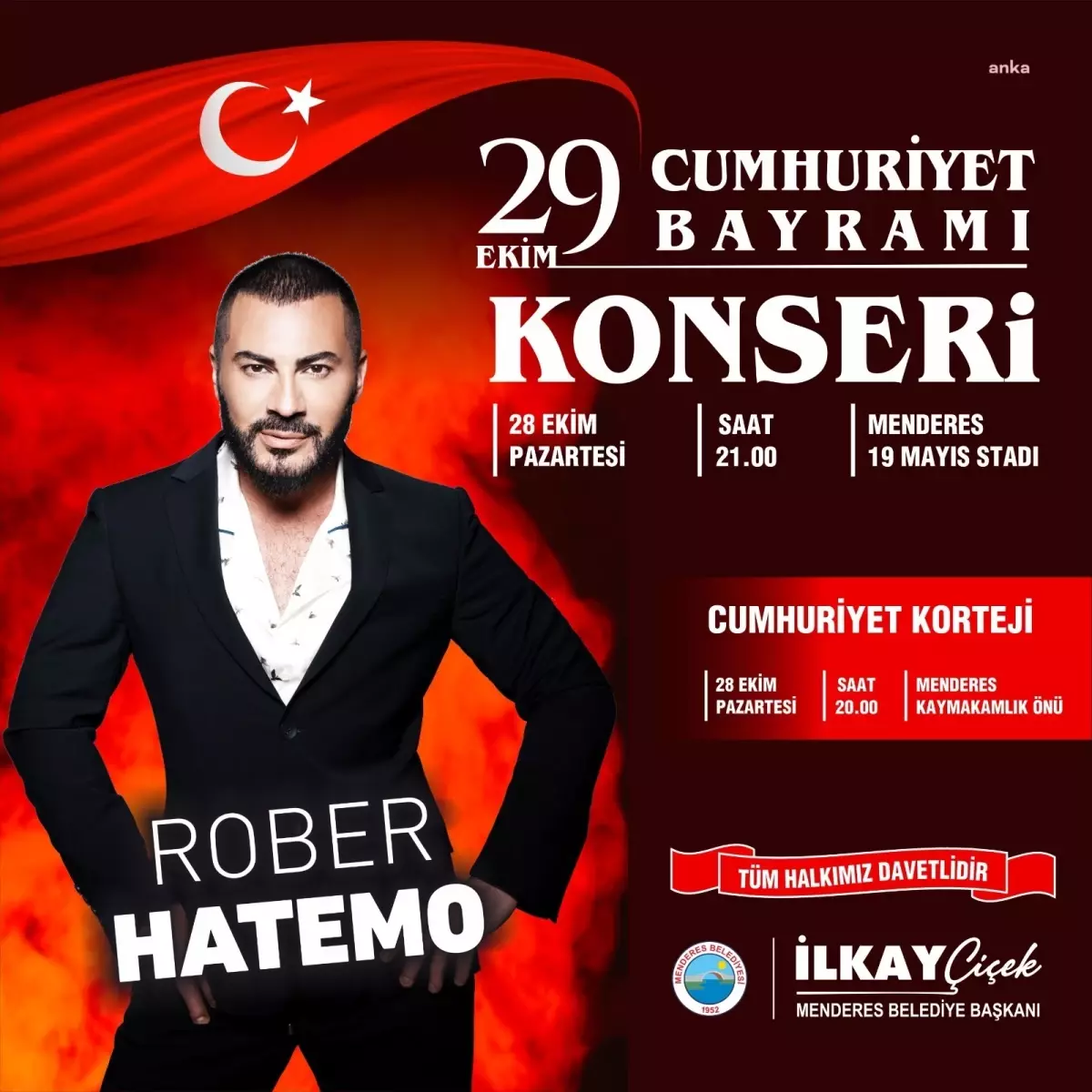 Menderes\'te Cumhuriyet Bayramı Coşkusu Rober Hatemo Konseriyle Yaşanacak