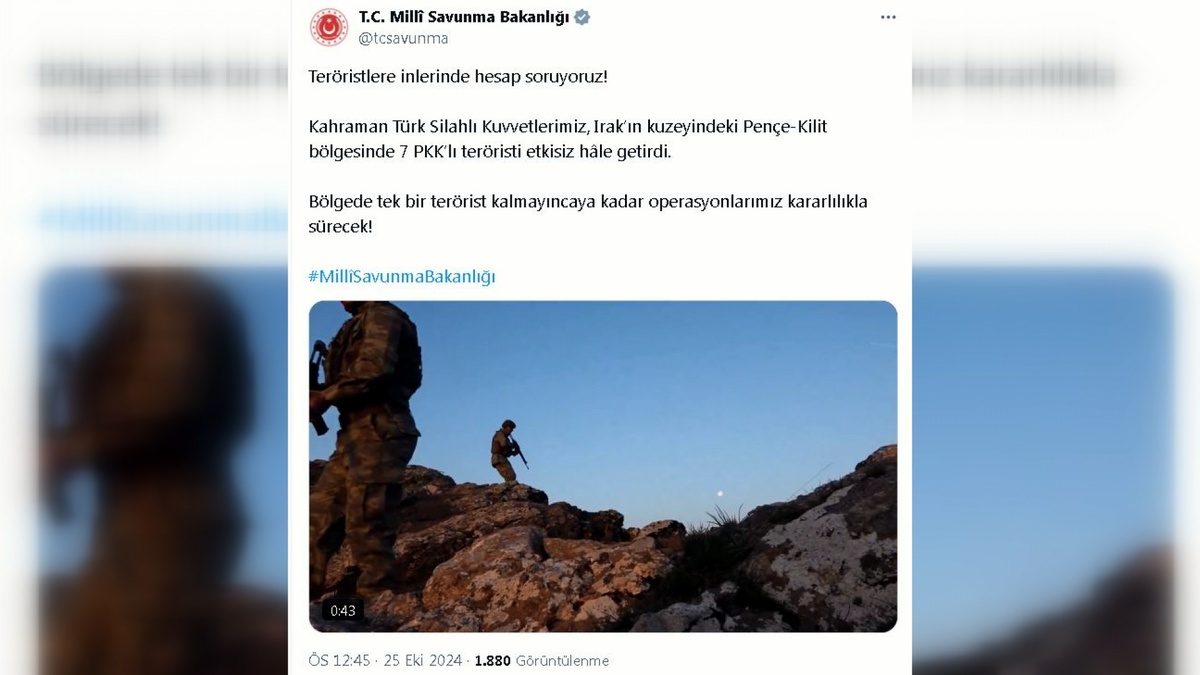 Pençe-Kilit\'te 7 PKK\'lı Terörist Etkisiz Hale Getirildi