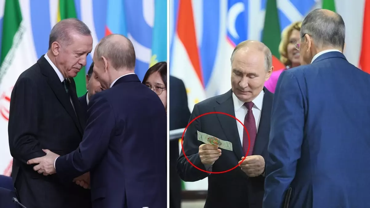Putin\'in elinde görüldü! BRICS Zirvesi\'ne damga vuran banknot