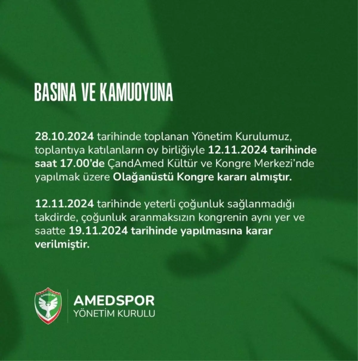 Amedspor Olağanüstü Kongre Kararı Aldı