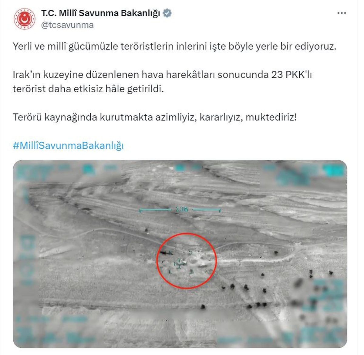Irak\'ta 23 PKK\'lı Terörist Etkisiz Hale Getirildi