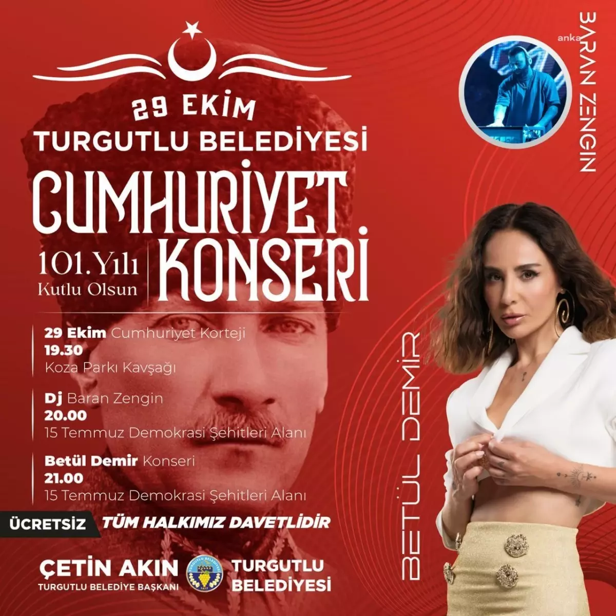 Turgutlu\'da Cumhuriyet\'in 101\'inci Yılı Coşkuyla Kutlanacak