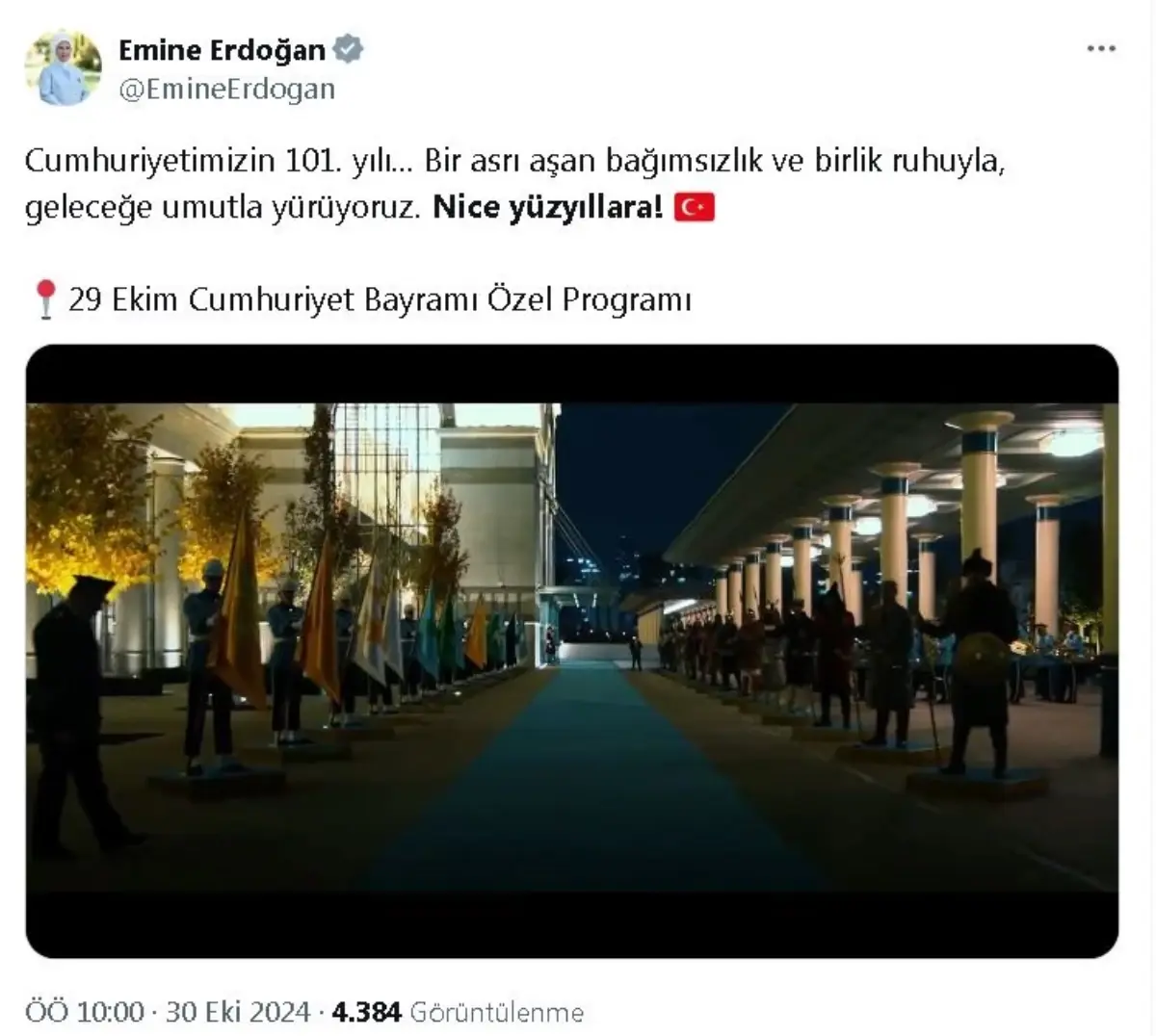 Emine Erdoğan\'dan \'29 Ekim Özel Programı\' paylaşımı