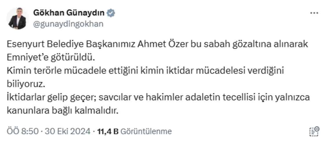 Esenyurt Belediye Başkanı Ahmet Özer gözaltına alındı