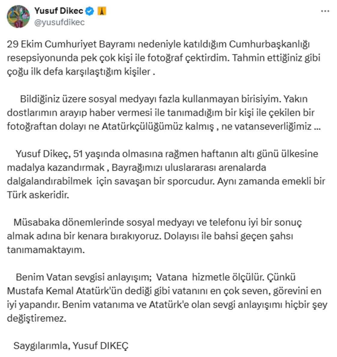 Yusuf Dikeç'in 29 Ekim resepsiyonunda Furkan Bölükbaşı ile çektirdiği fotoğraf ortalığı karıştırdı