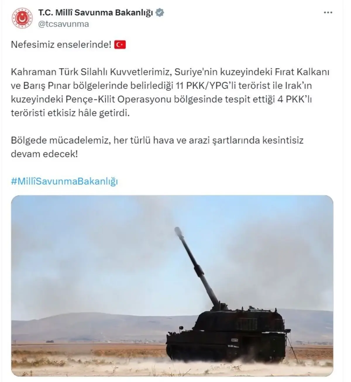 PKK/YPG\'li 15 Terörist Etkisiz Hale Getirildi