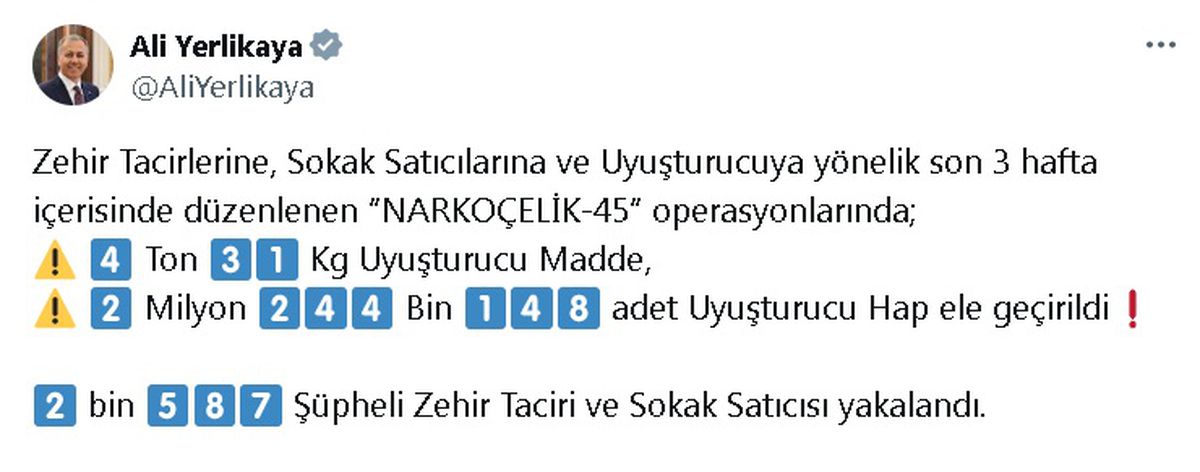 Narkoçelik-45 Operasyonu: 2587 Gözaltı
