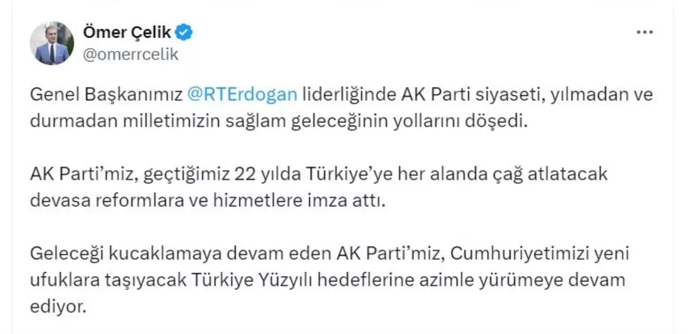 AK Parti\'nin İktidara Gelişinin 22. Yıldönümü Kutlandı