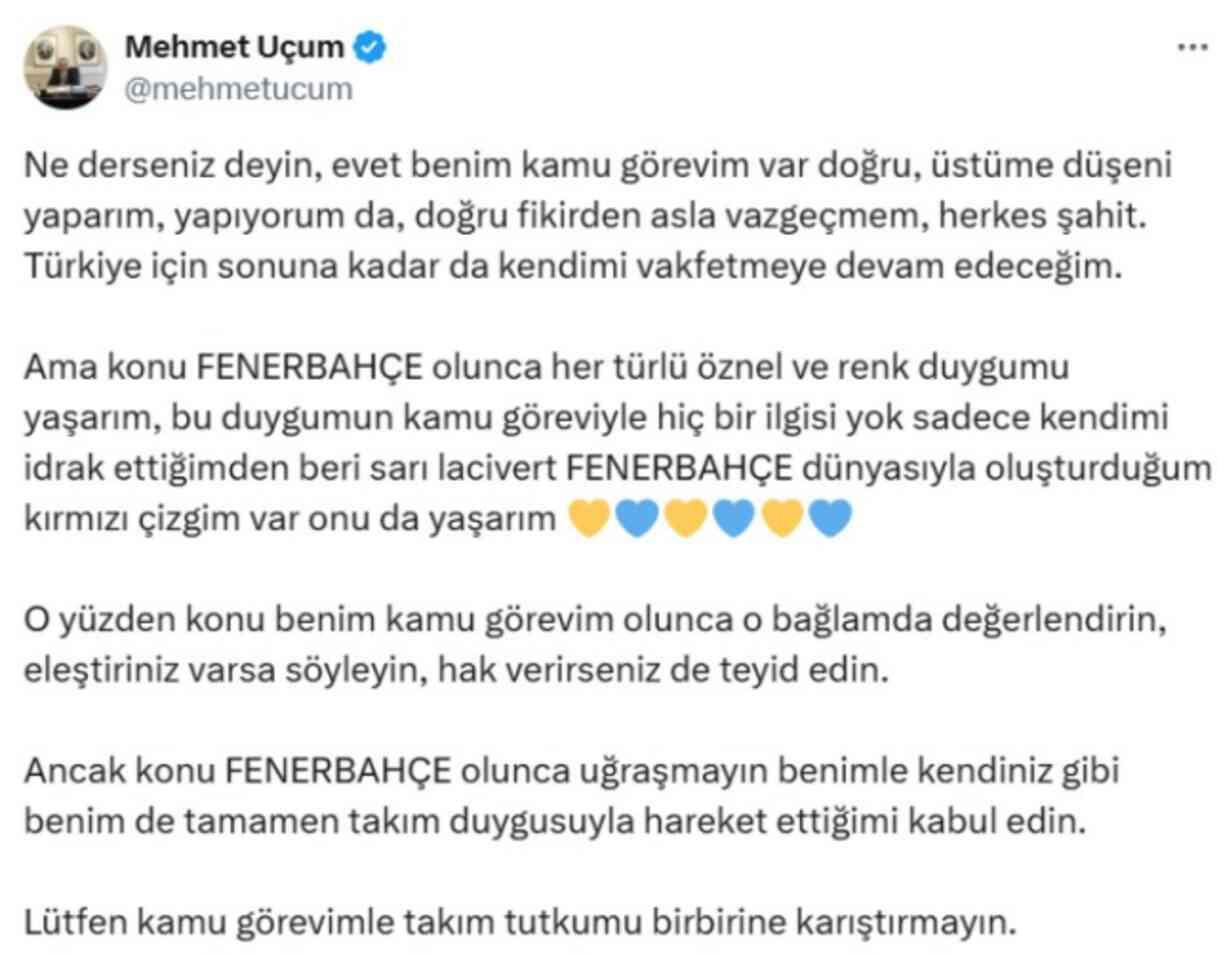 Cumhurbaşkanı Başdanışmanı Uçum ile AK Partili Başkan arasında Fenerbahçe polemiği