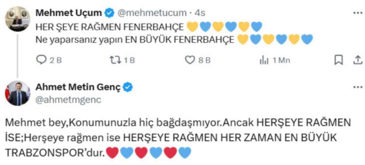 Cumhurbaşkanı Başdanışmanı Uçum ile AK Partili Başkan arasında Fenerbahçe polemiği