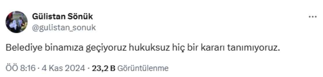 Gülistan Sönük: Belediye binamıza geçiyoruz hukuksuz hiçbir kararı tanımıyoruz