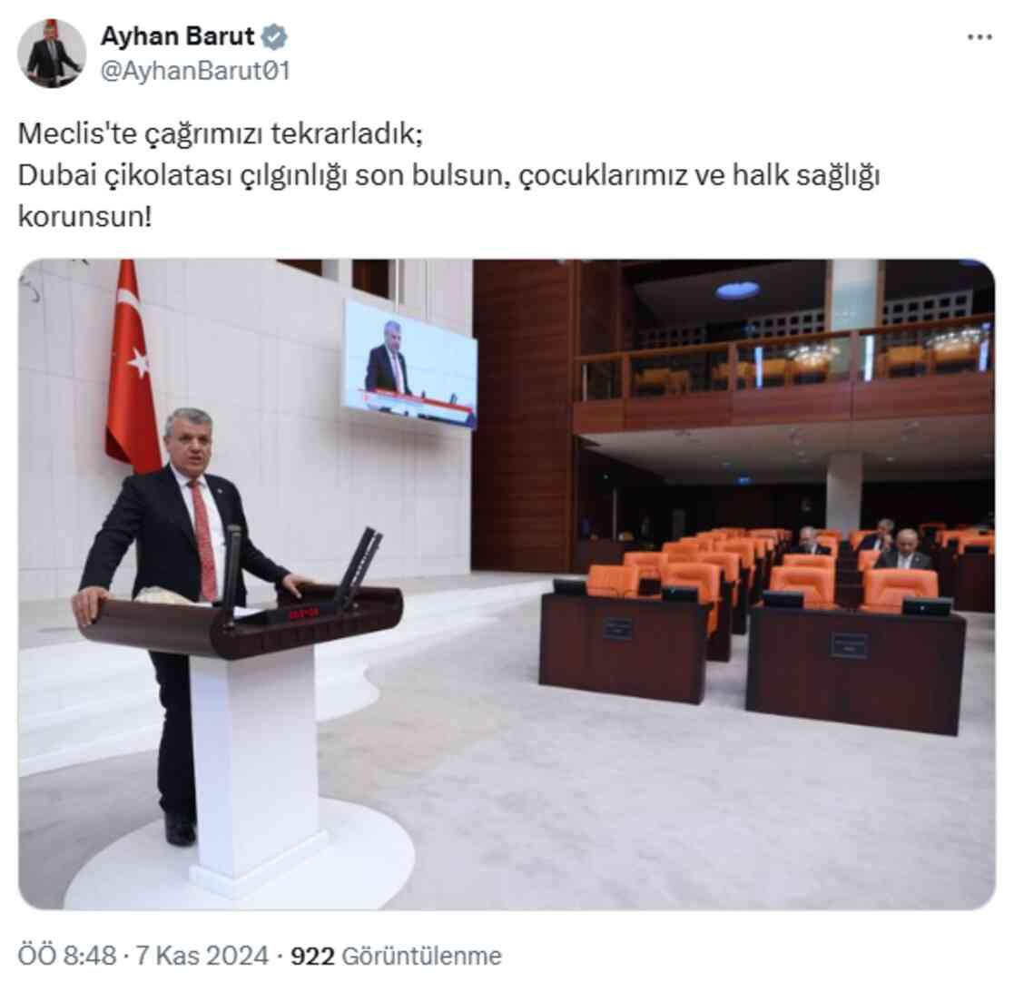 Son dönemde trend olan Dubai çikolatası Meclis gündeminde