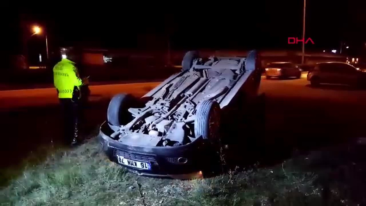 İnegöl\'de otomobil takla attı: Sürücü yaralı
