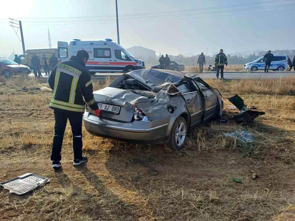 Karaman’da Takla Atan Araçta Sürücü Yaralandı