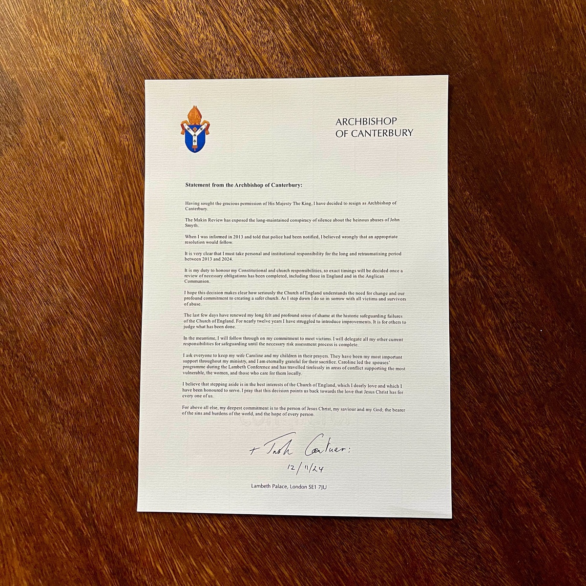 Başpiskopos Welby İstifa Etti