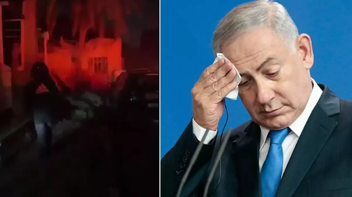 İsrail\'de siren sesleri susmadı! Netanyahu\'nun konutuna işaret fişeği