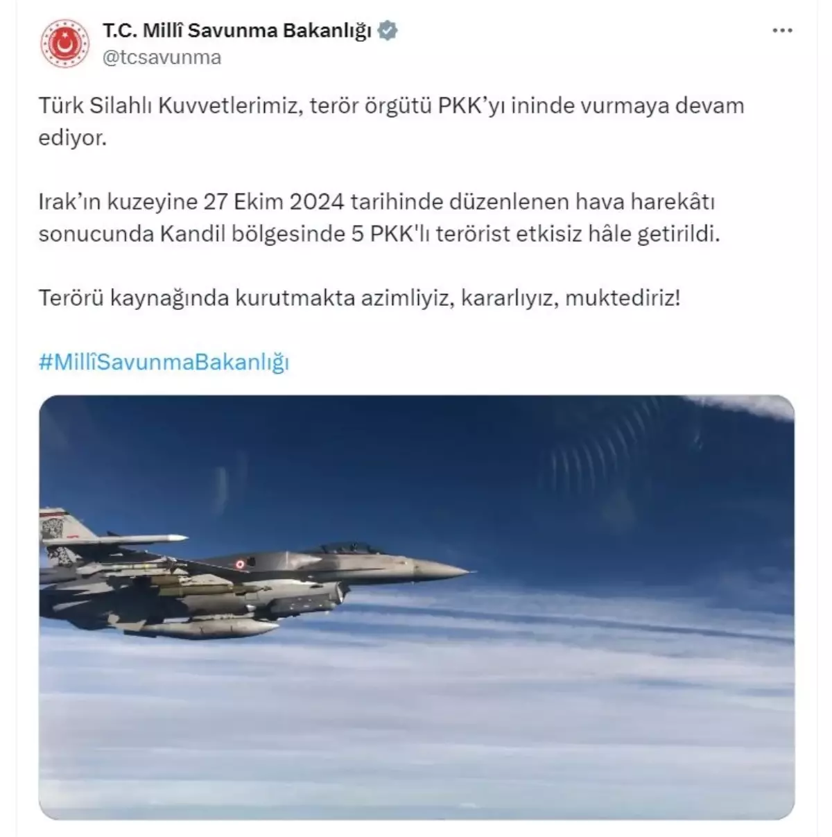 Hava Harekatında 5 PKK\'lı Terörist Etkisiz Hale Getirildi