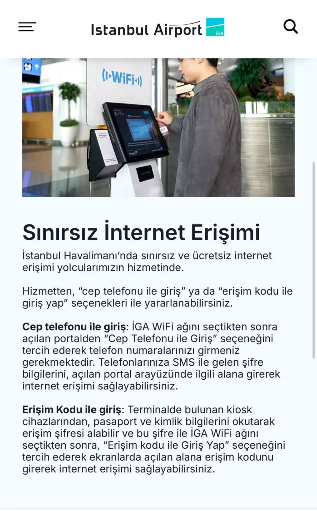 İGA\'dan Ücretsiz İnternet Hizmeti