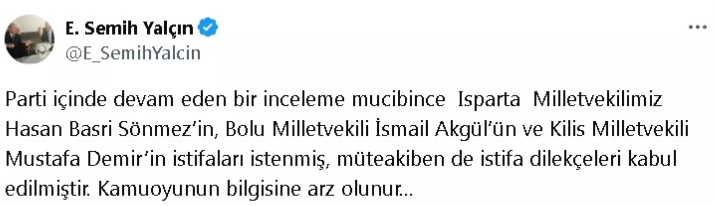 MHP\'de Üç Milletvekilinin İstifası İstenildi