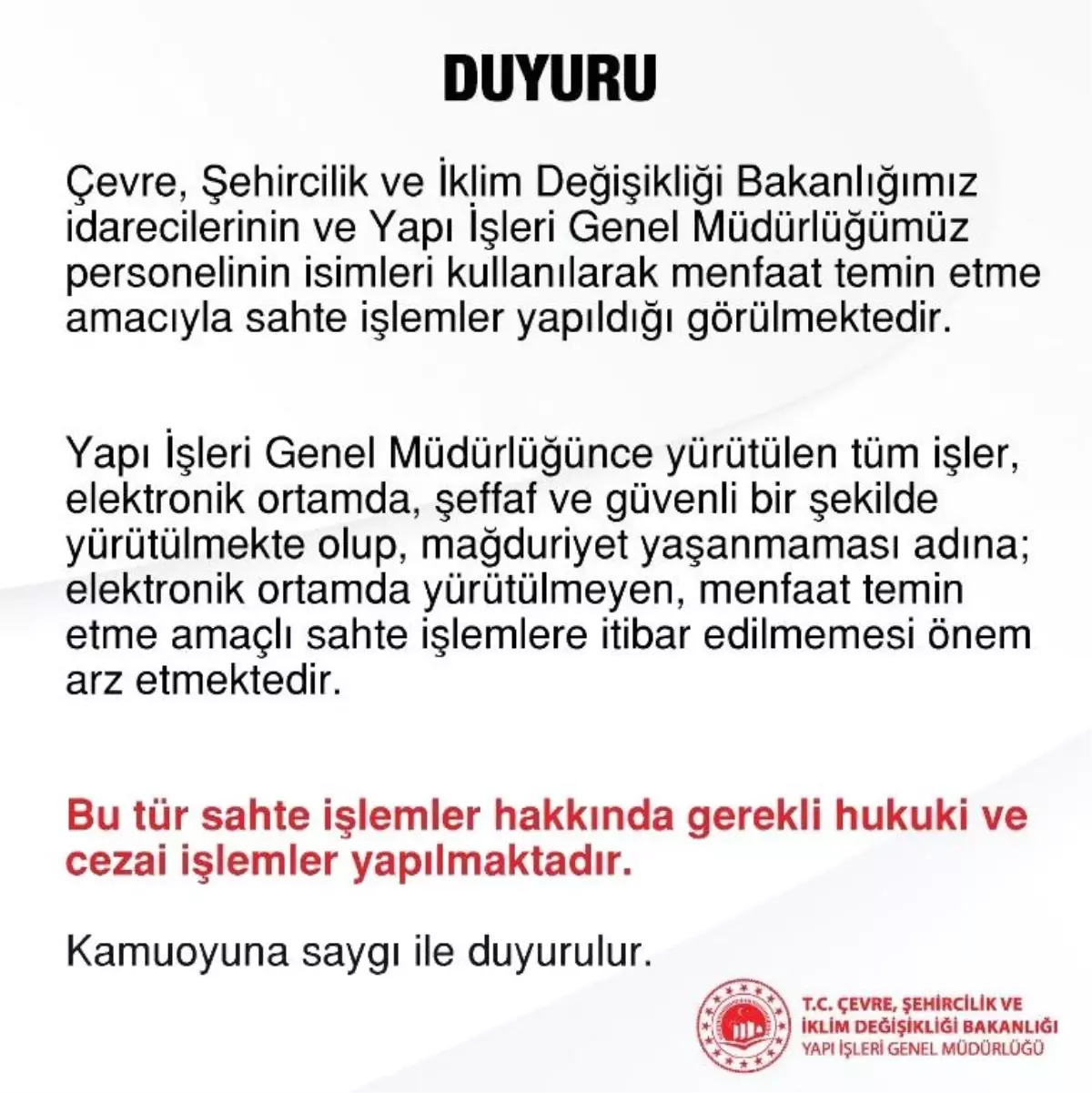 Bakanlıktan Dolandırıcılığa Uyarı