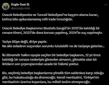 Kayyum kararına tepkiler art arda geldi! Görevden uzaklaştırılan CHP'li başkan için dikkat çeken ifadeler