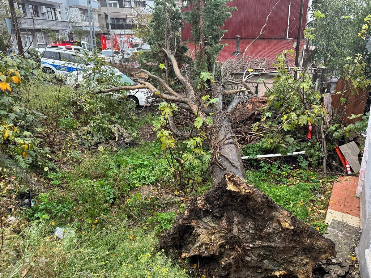 Beşiktaş\'ta Rüzgar, Konsolosluk Binasından Parçalar Kopardı