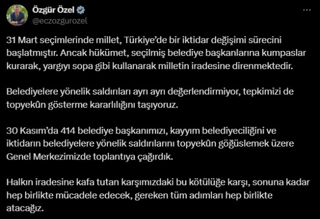 Kayyum kararının ardından harekete geçen CHP, 414 belediye başkanını Ankara'ya çağırdı