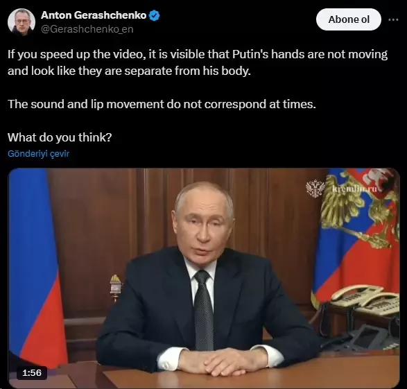 Putin sekiz dakikalık videoda ellerini bir an bile oynatmadı