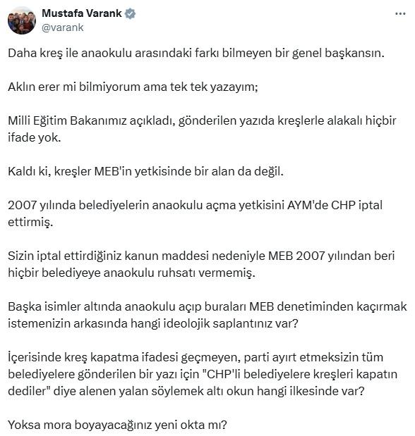 Kreş tartışmasında CHP'li Başarır ağzını fena bozdu: Tweet bu kadar, geri zekalı