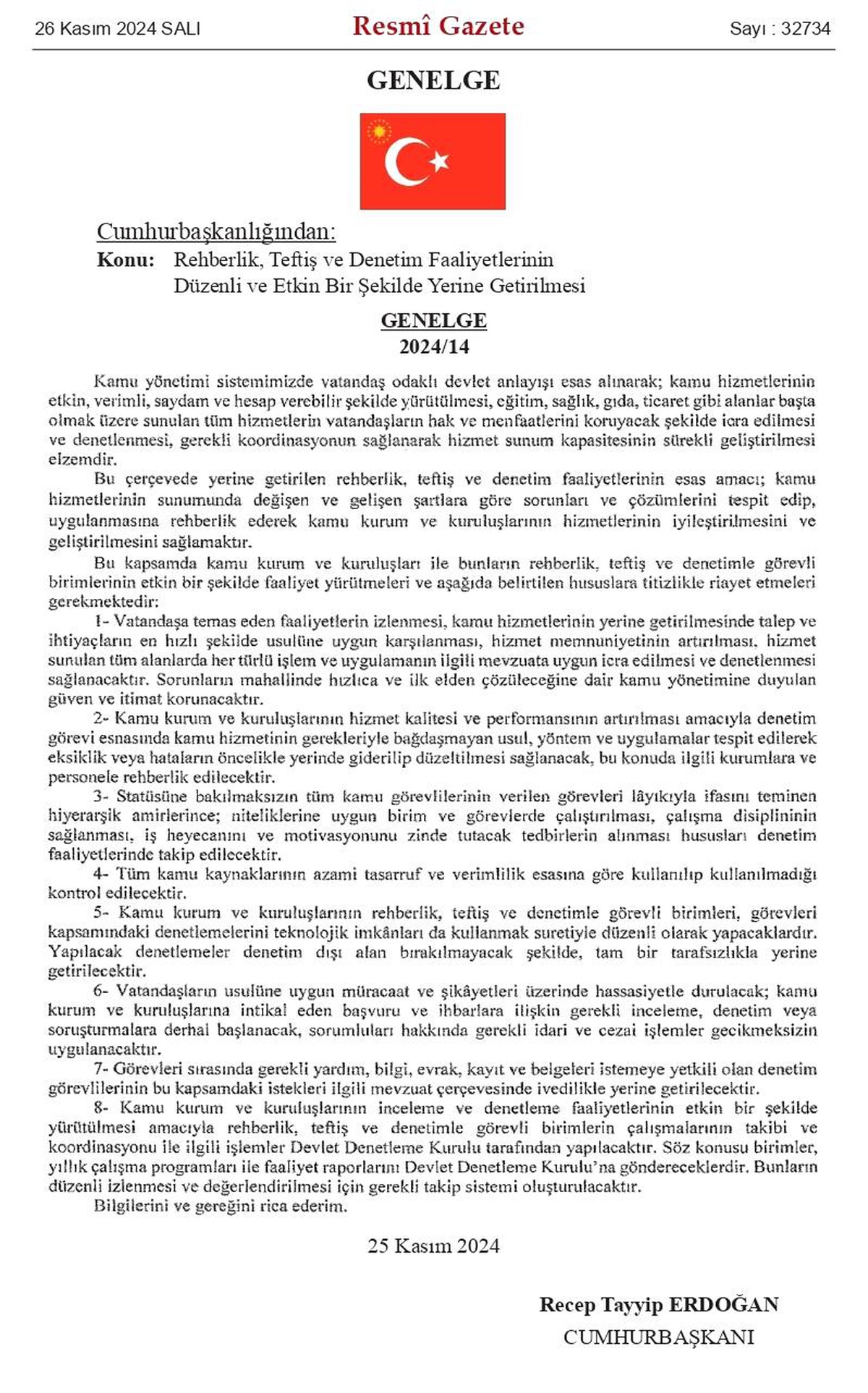 "Rehberlik, Teftiş ve Denetim Faaliyetlerinin Düzenli ve Etkin Bir Şekilde Yerine Getirilmesi" Genelgesi Resmi Gazete\'de yayımlandı