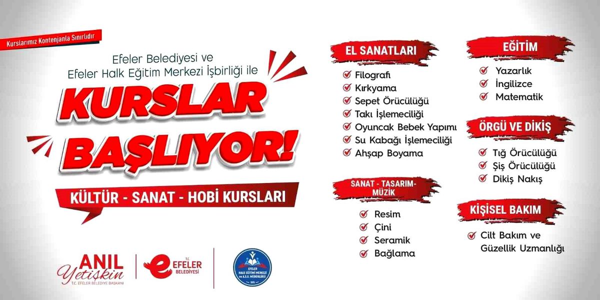 Efeler\'de Kültür ve Sanat Kursları Başlıyor