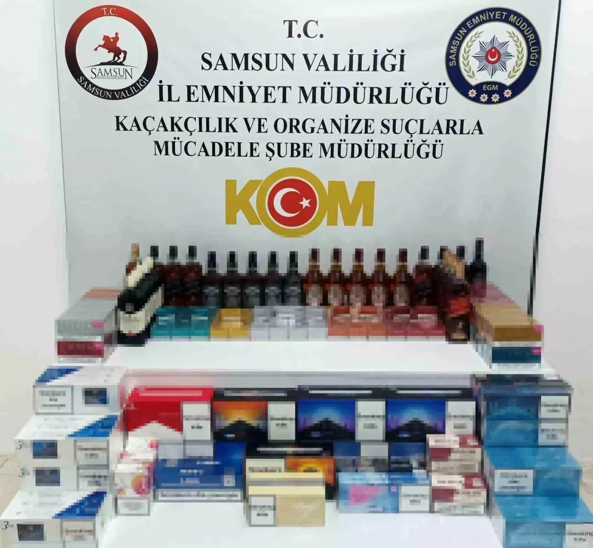 Samsun\'da Kaçak İçki ve Sigara Ele Geçirildi