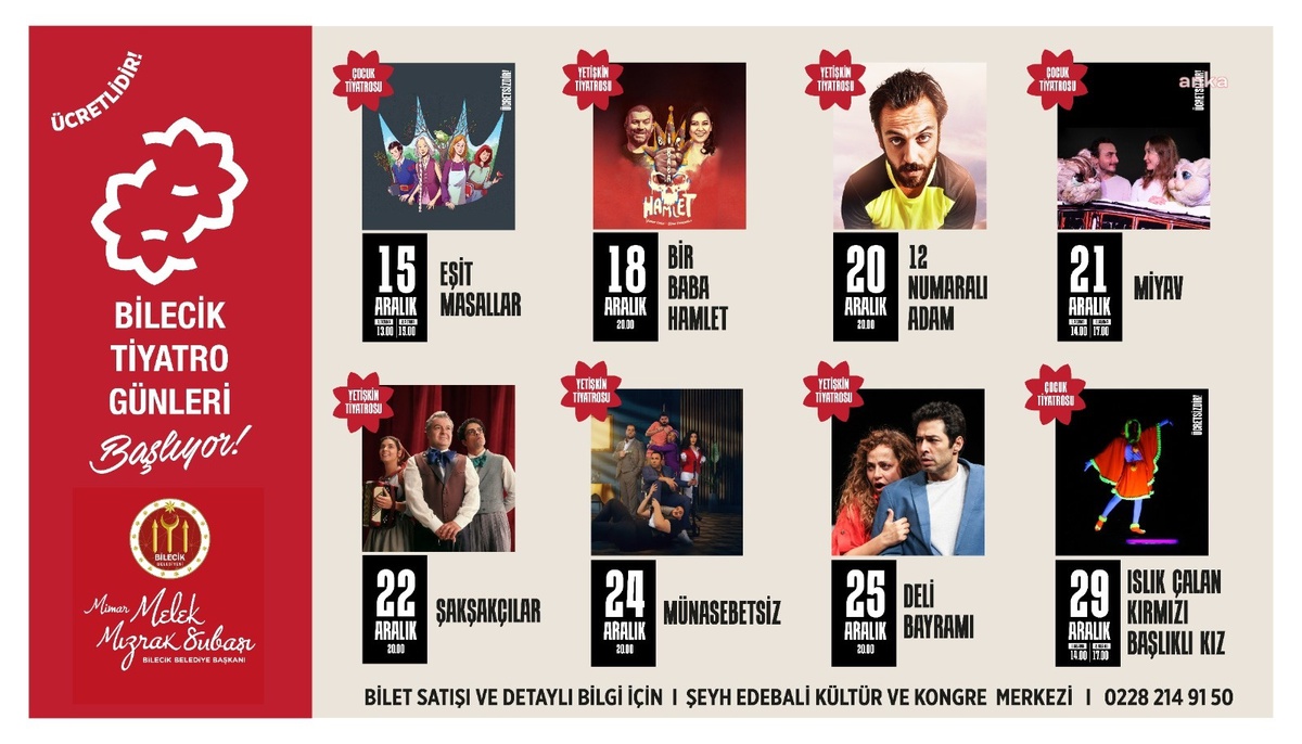 Bilecik Tiyatro Günleri 15 Aralık\'ta Başlıyor