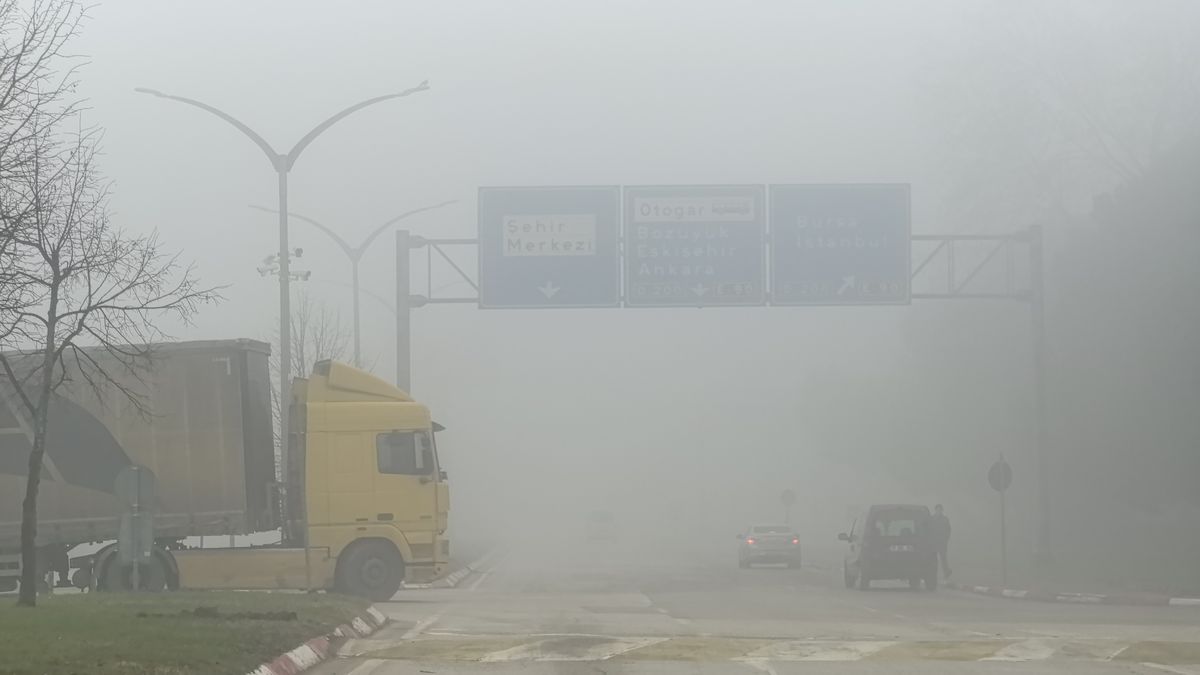 İnegöl\'de Yoğun Sis Hayatı Olumsuz Etkiledi