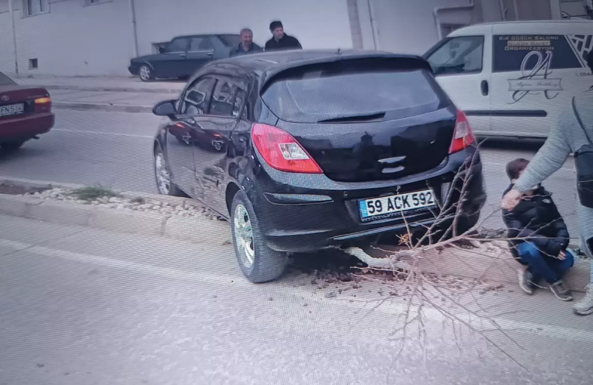 Edirne\'de Park Halindeki Araç Sürücüsüne Çarptı, Ağaca Çarparak Durdurdu