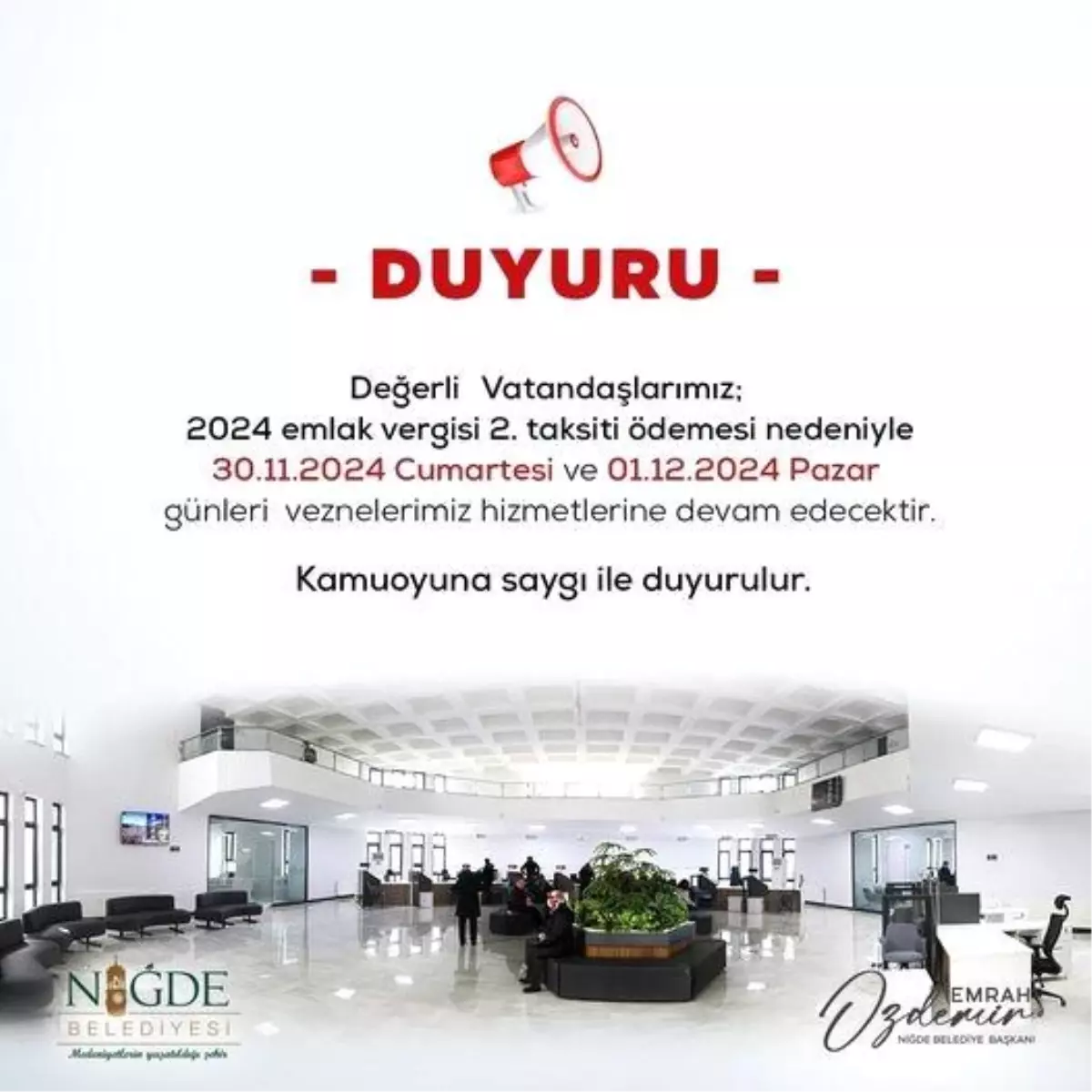 Niğde Belediyesi\'nden Emlak Vergisi Uyarısı