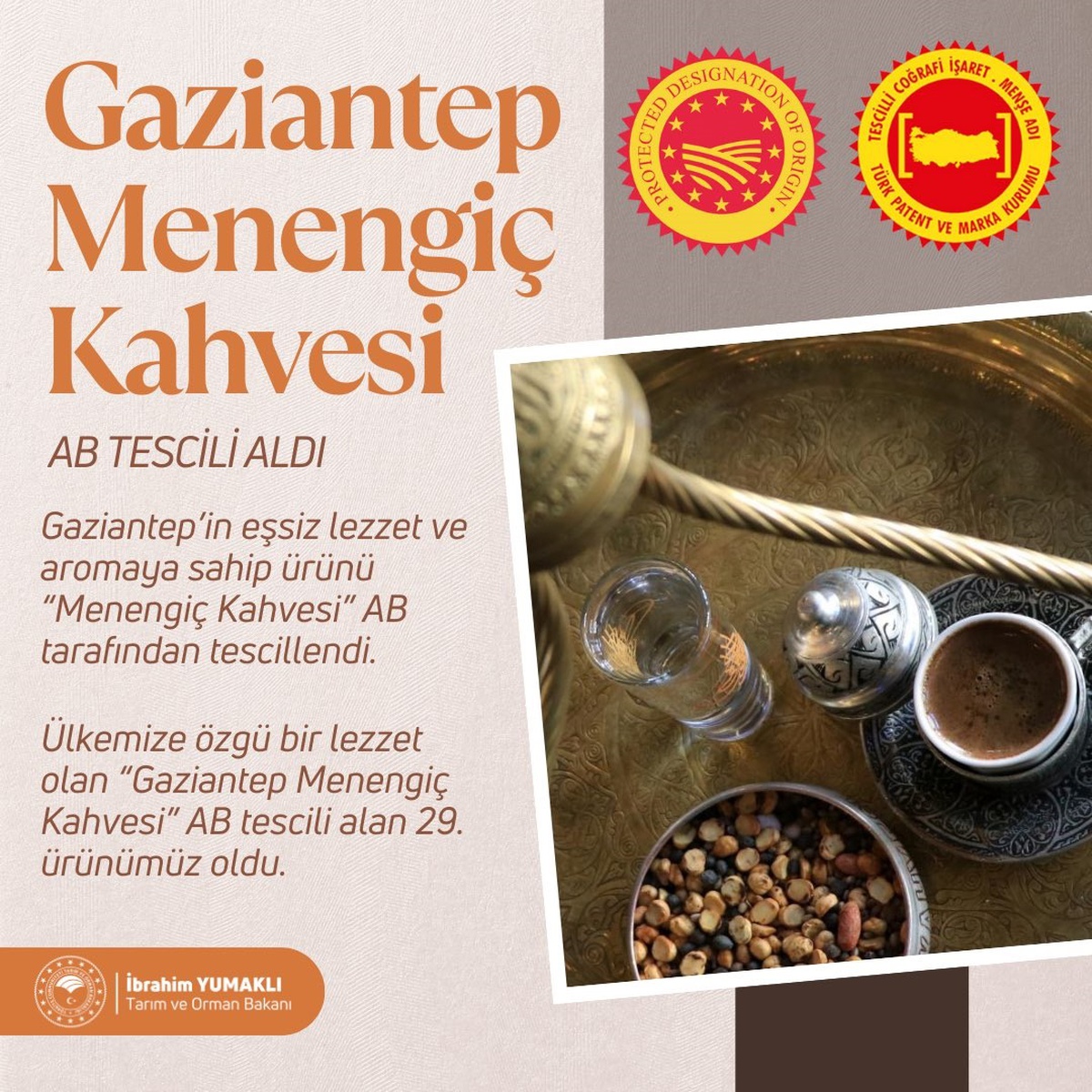 Gaziantep Menengiç Kahvesi Coğrafi İşaret Tescili Aldı