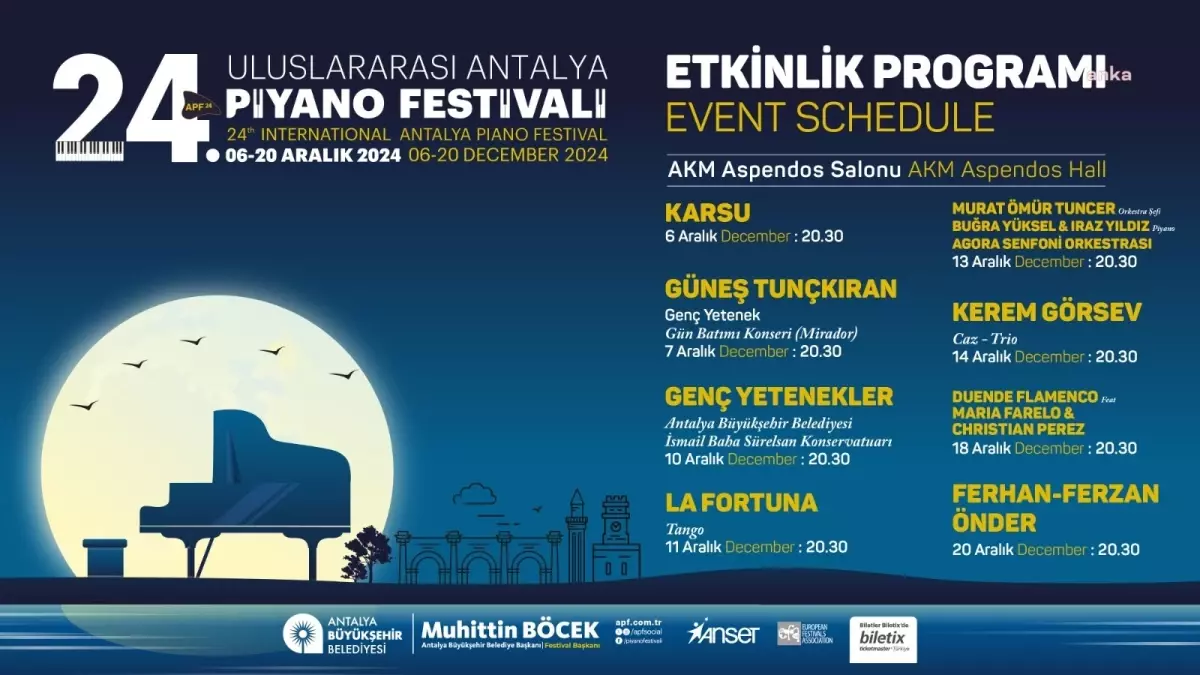 24. Uluslararası Antalya Piyano Festivali Başlıyor