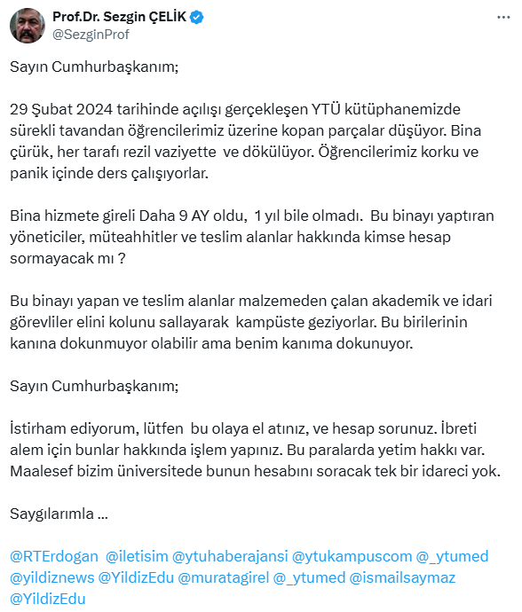 Yıldız Teknik Üniversitesi'nin yeni inşa edilen kütüphanesinde isyan ettiren görüntü