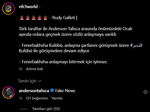 Anderson Talisca, Fenerbahçe ile anlaştığı iddialarını yalanladı