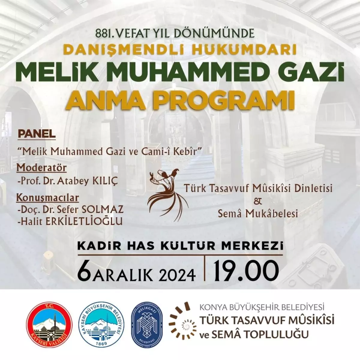 Kayseri\'de Melik Muhammed Gazi\'yi Anma Programı Düzenlenecek