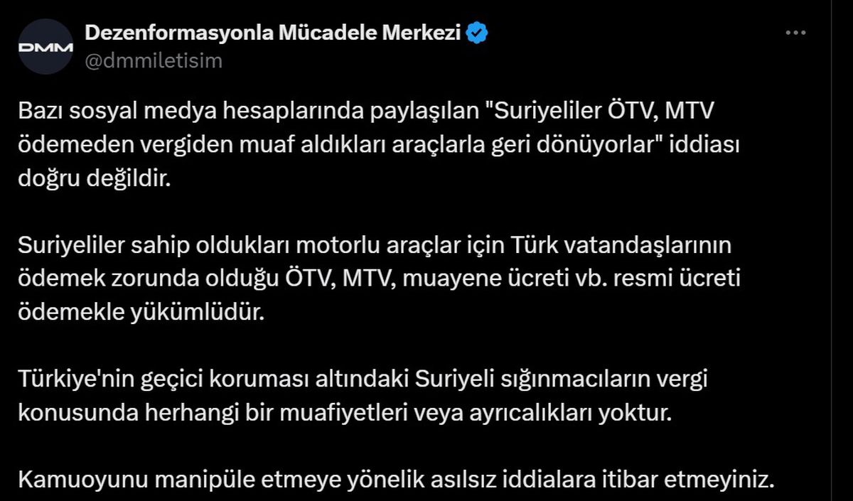 Suriyelilerin Vergi Muafiyeti İddiası Asılsız Çıktı