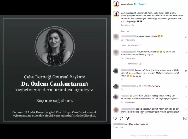 ÇABA Derneği'nin Eski Başkanı Dr. Özlem Cankurtaran Hayatını Kaybetti