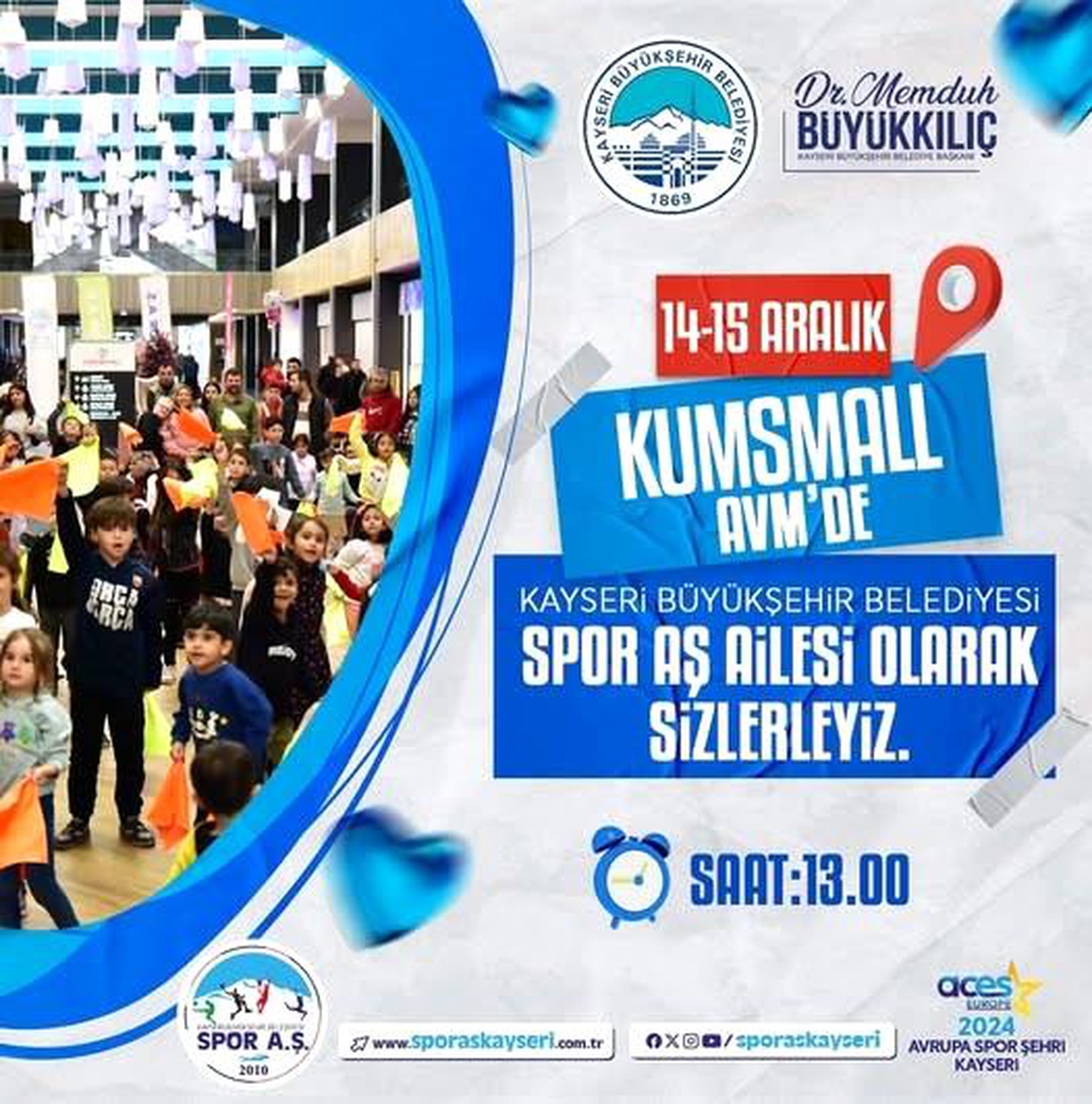 Kayseri\'de AVM Spor Etkinlikleri 14-15 Aralık\'ta