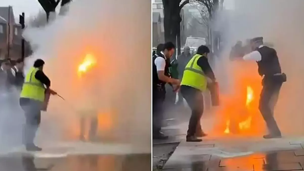 Aile içi şiddet ihbarına gelen polisi görünce kendini ateşe verdi