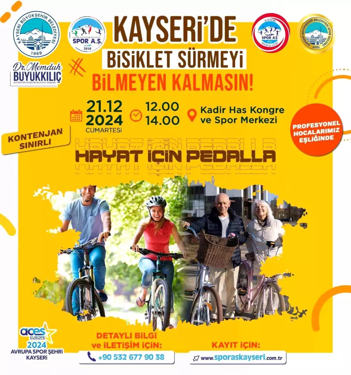 Kayseri\'de Bisiklet Sürmeyi Bilmeyen Kalmasın