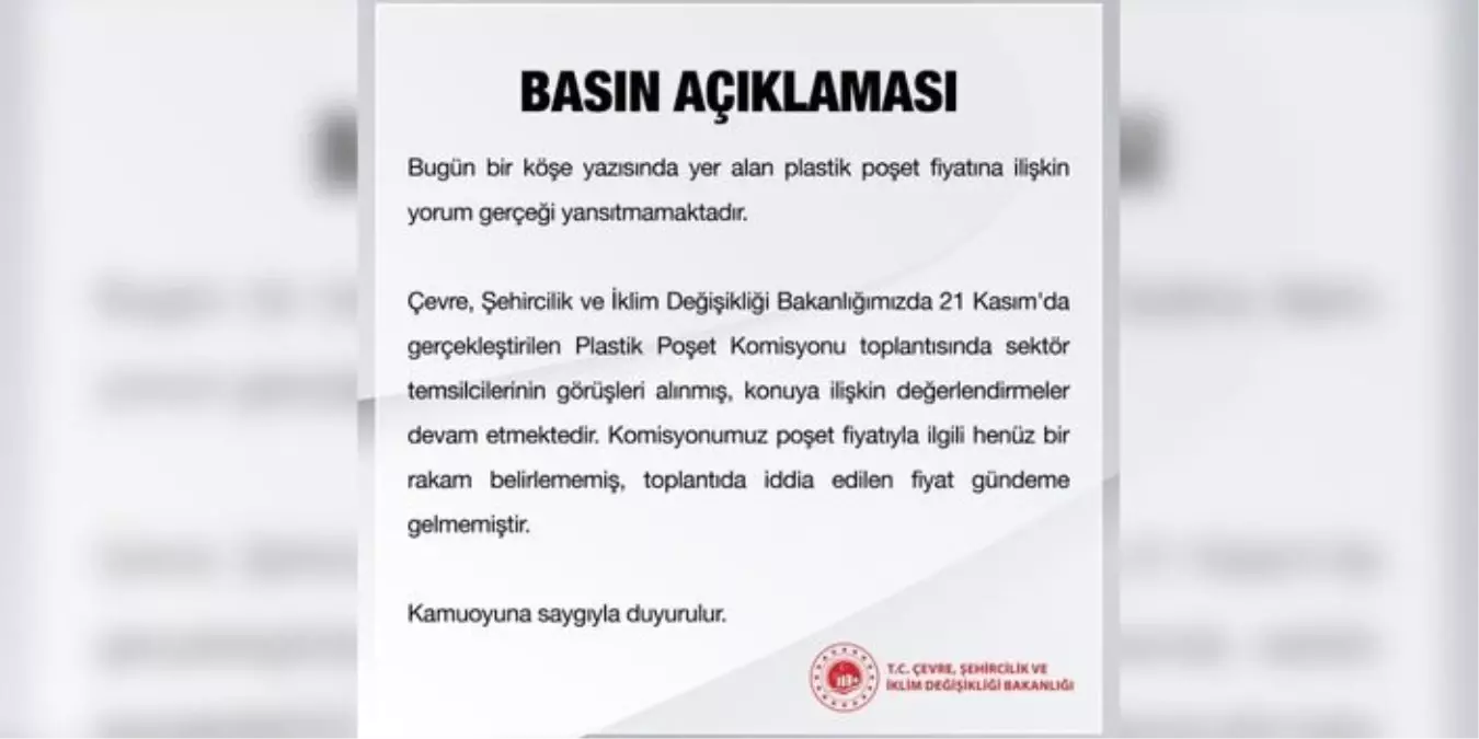 Plastik Poşet Fiyatları Hakkında Açıklama