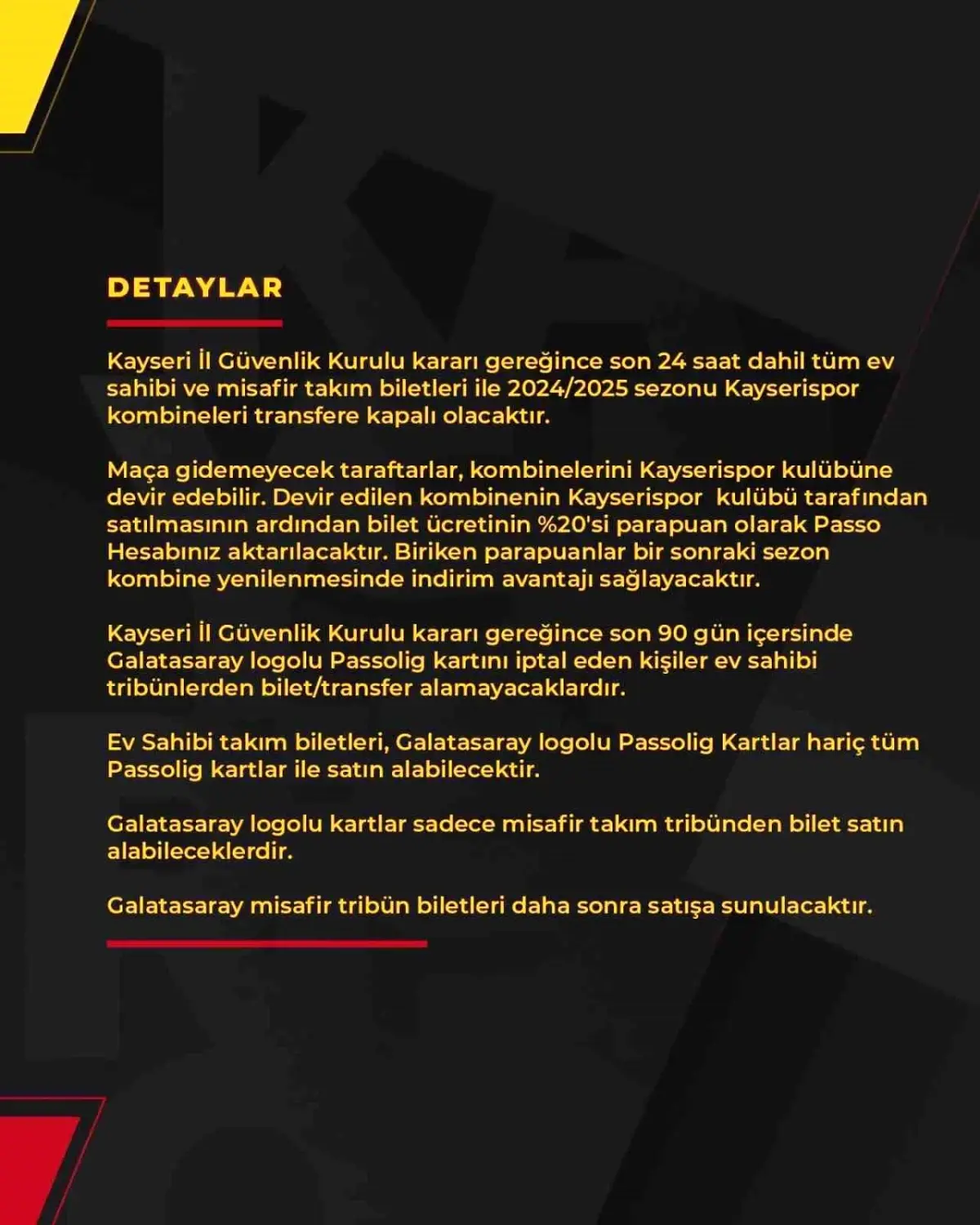 Kayserispor-Galatasaray Maç Biletleri Satışta