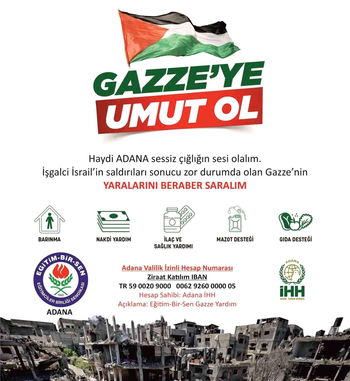 Eğitim-Bir-Sen\'den Gazze İçin Yardım Kampanyası